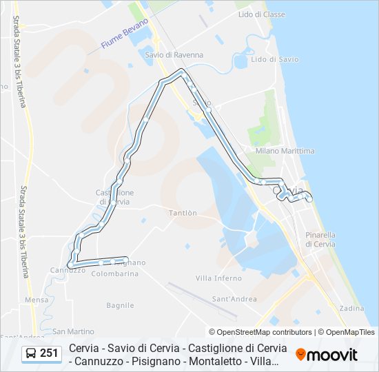 251 bus Line Map