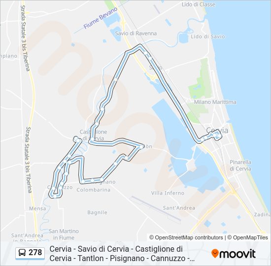 Percorso linea bus 278