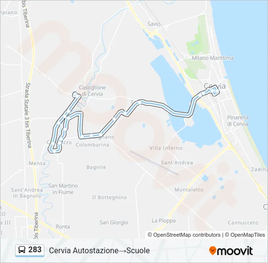283 Bus Line Map