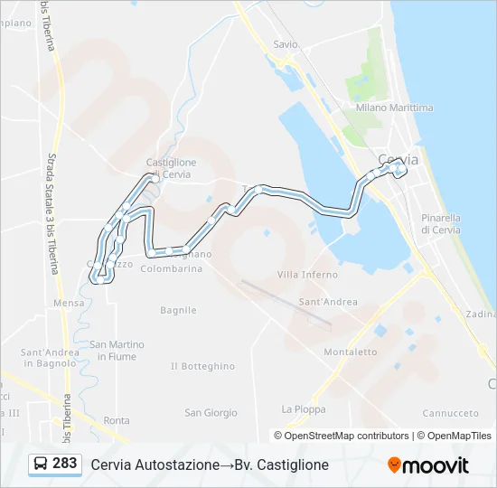 283 Bus Line Map