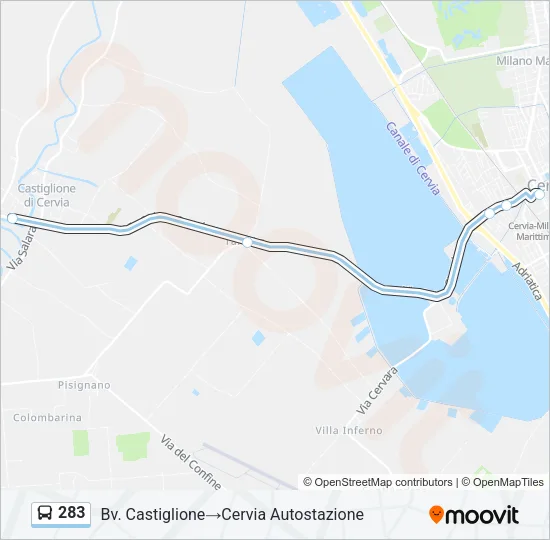 283 Bus Line Map