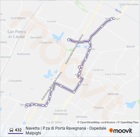 Percorso linea bus 432