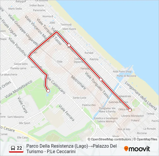 22 Bus Line Map
