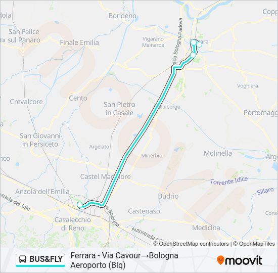 Percorso linea bus BUS&FLY