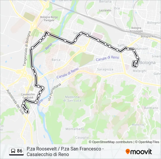 86 Bus Line Map