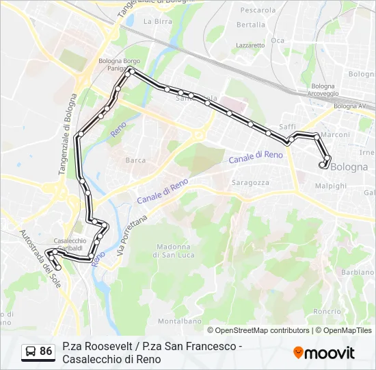 86 Bus Line Map