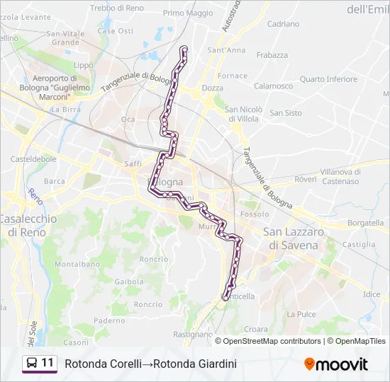 Percorso linea bus 11