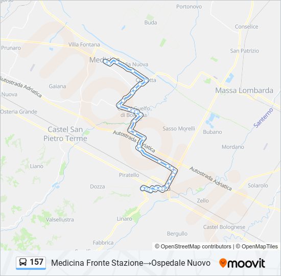 157 bus Line Map