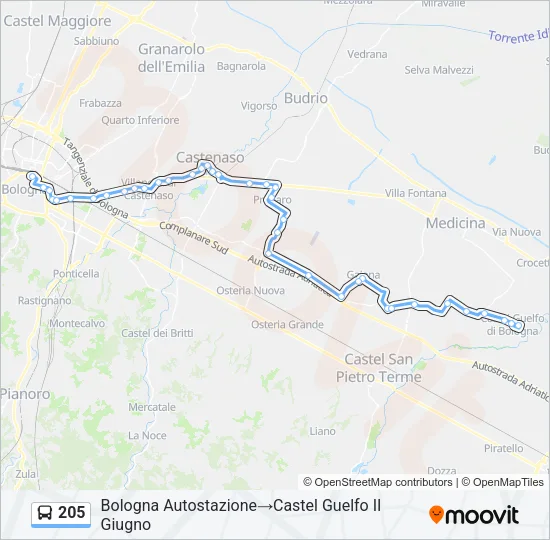 205 Bus Line Map