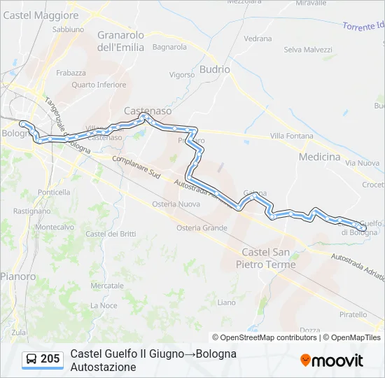205 Bus Line Map