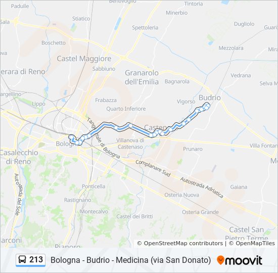 Percorso linea bus 213