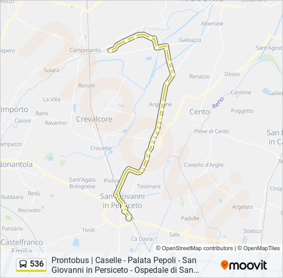 Percorso linea bus 536