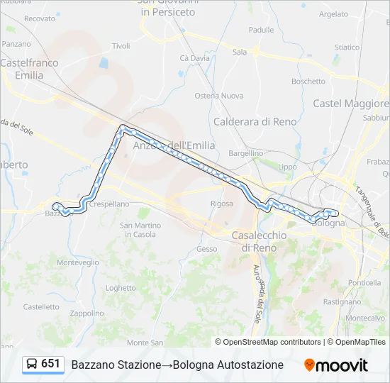 Percorso linea bus 651