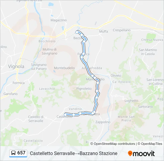 657 Bus Line Map
