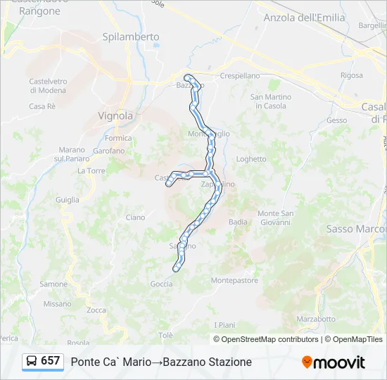 657 Bus Line Map