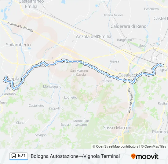 671 Bus Line Map