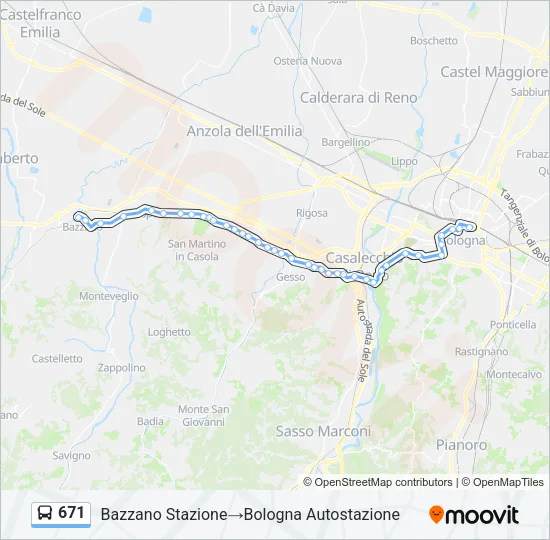 671 Bus Line Map