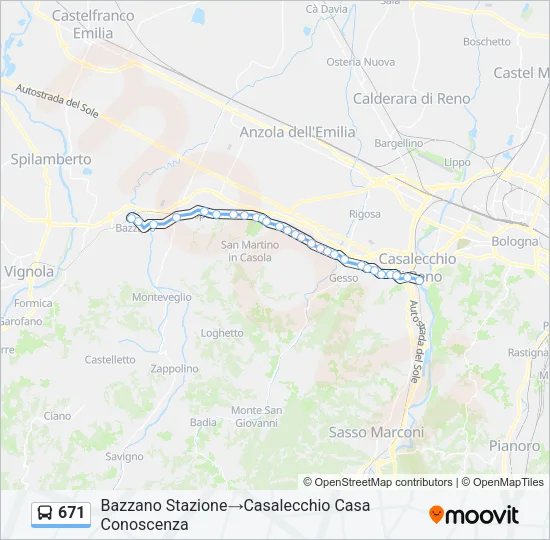 671 Bus Line Map