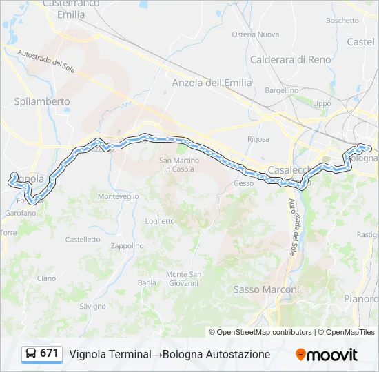 671 Bus Line Map