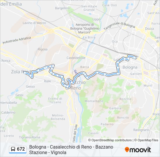 Percorso linea bus 672