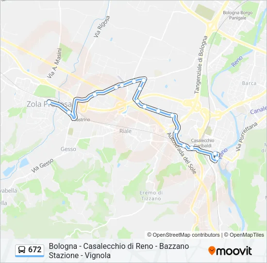 Percorso linea bus 672