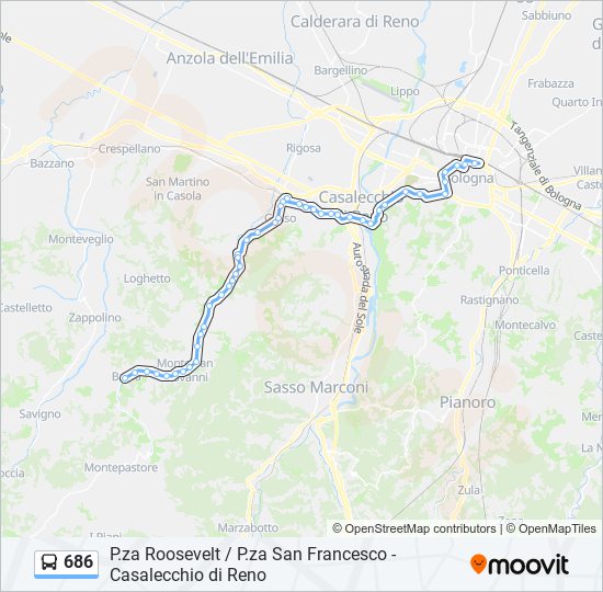 Percorso linea bus 686