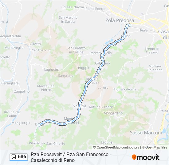 Percorso linea bus 686
