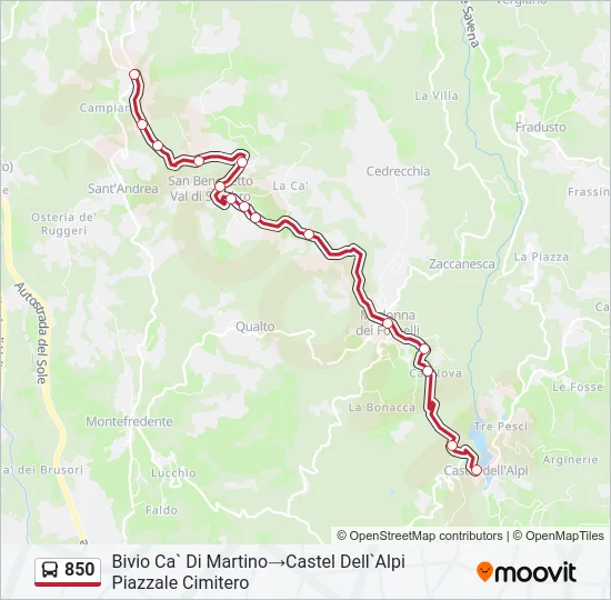 850 Bus Line Map