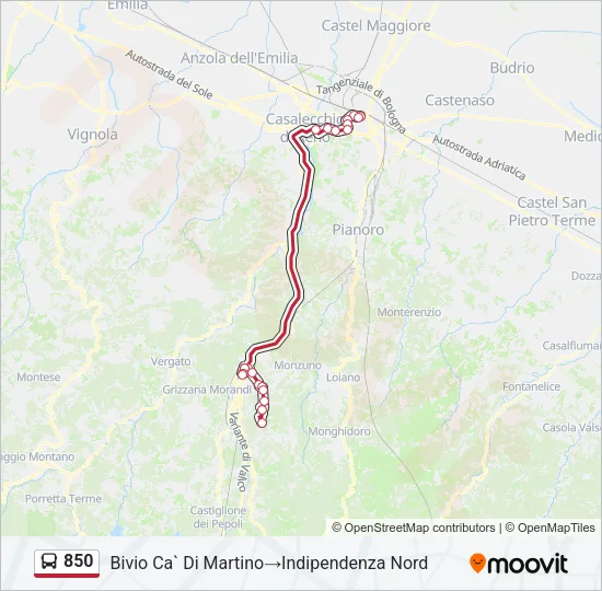 850 Bus Line Map