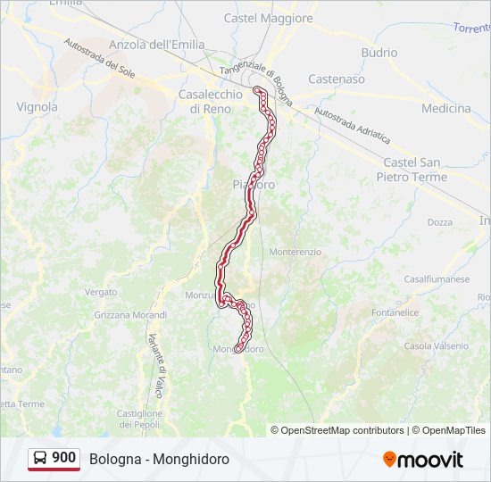 Percorso linea bus 900