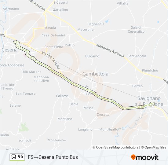 Percorso linea bus 95