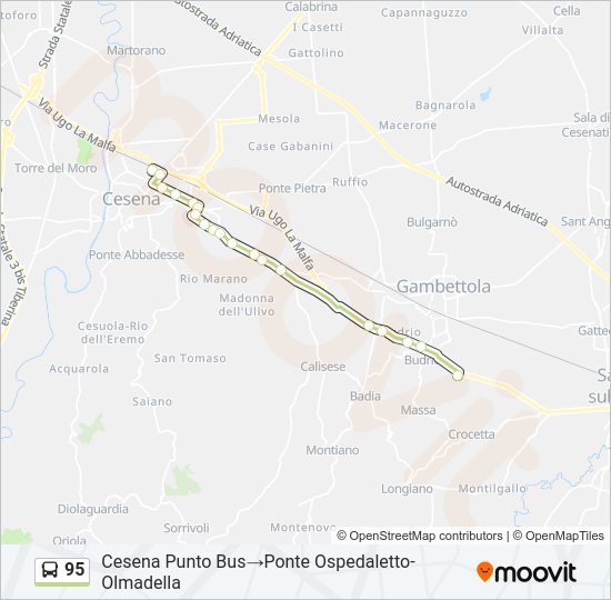 Percorso linea bus 95