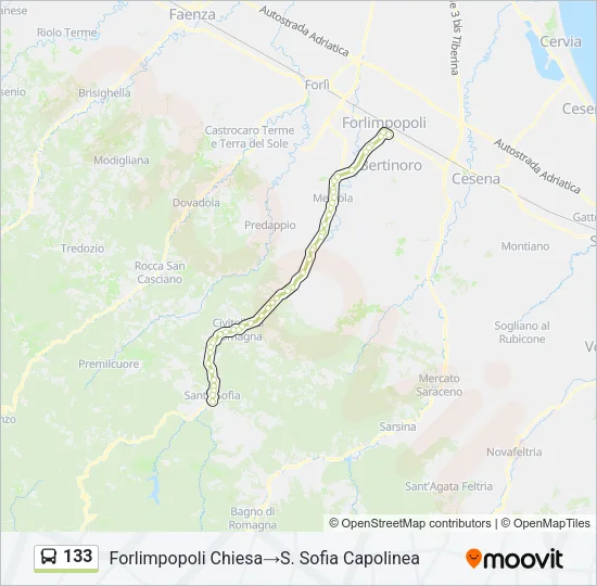 133 Bus Line Map