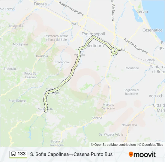 133 Bus Line Map