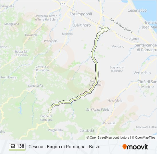 Percorso linea bus 138