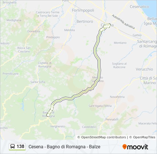 Percorso linea bus 138