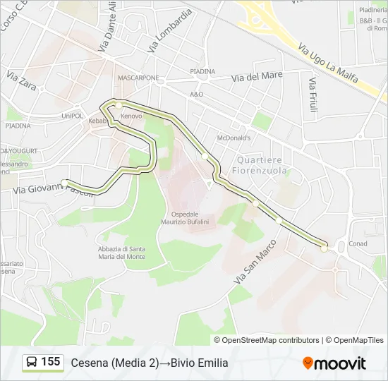 155 Bus Line Map