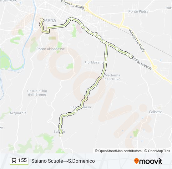 Percorso linea bus 155