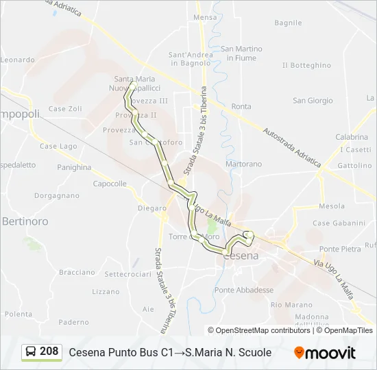 208 Bus Line Map