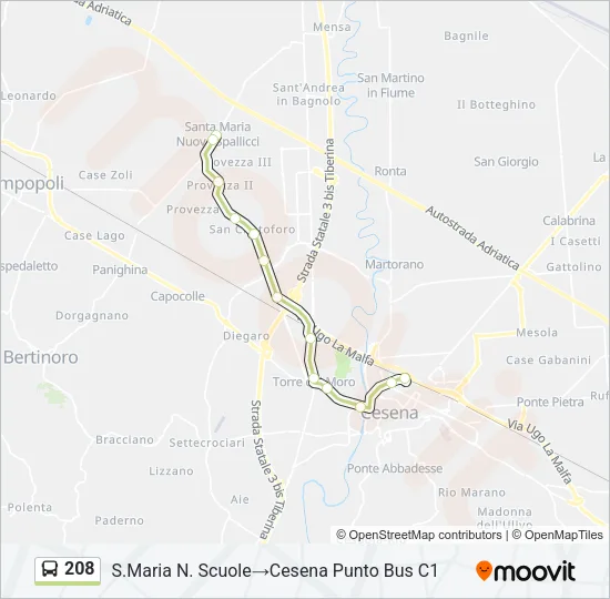 208 Bus Line Map