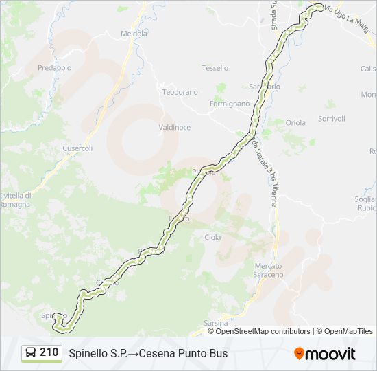 Percorso linea bus 210