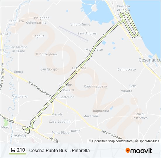 210 bus Line Map