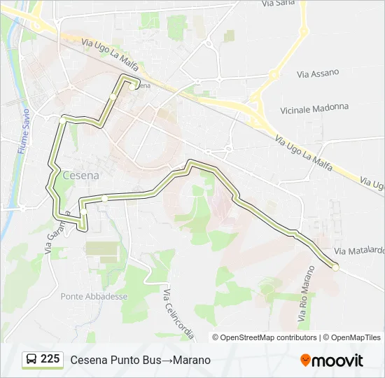 225 Bus Line Map