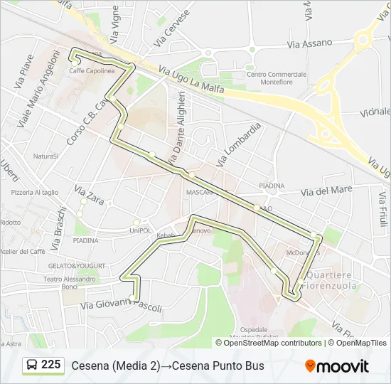 225 Bus Line Map