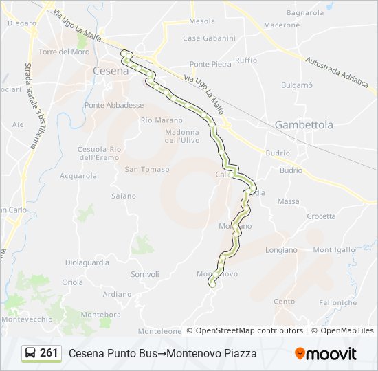 261 bus Line Map