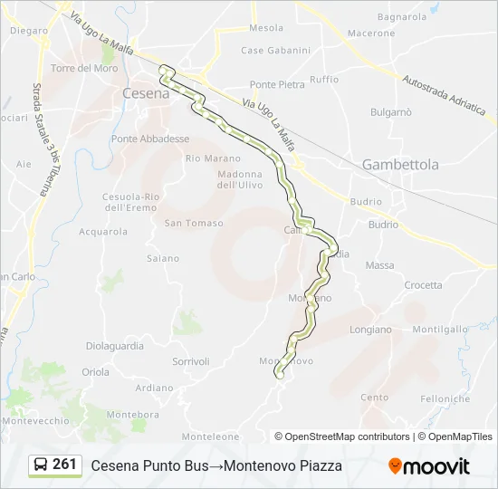 261 Bus Line Map