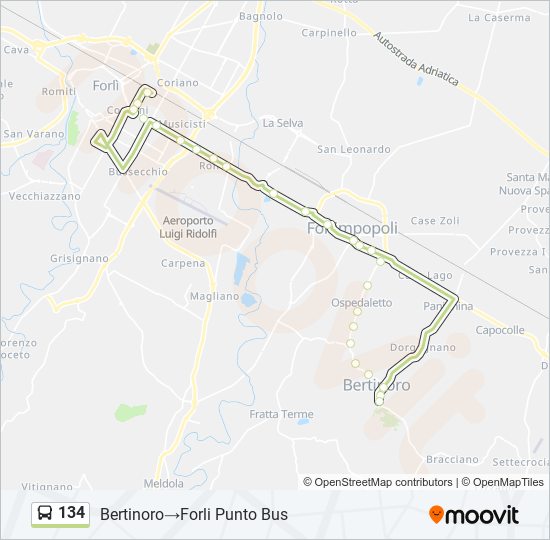 134 bus Line Map