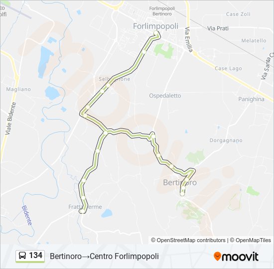 134 bus Line Map