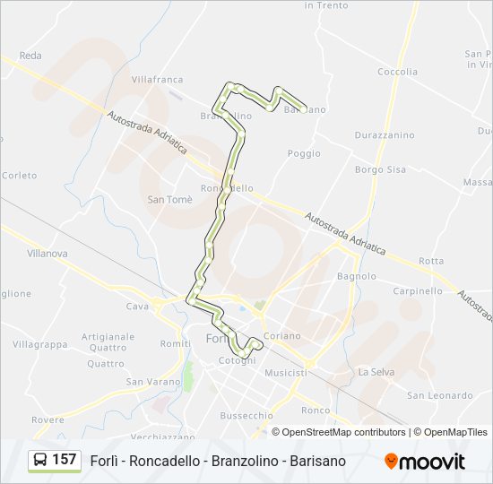 Percorso linea bus 157