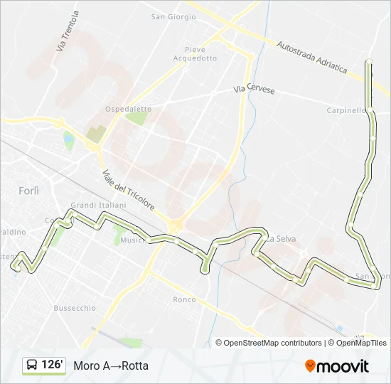 126' Bus Line Map